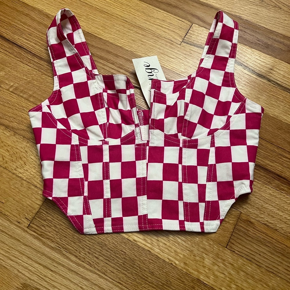 Checkered Crop Top corset